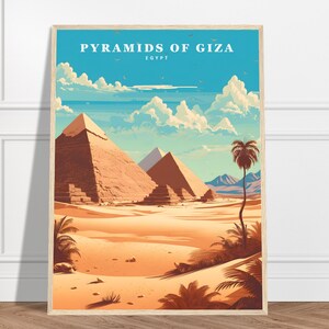 Pyramids of Giza Travel Print | Egypt Travel Print Collection | Ancient Egypt Art, Pyramids Print, Landmark Art, Desert Print, Iconic Wonder