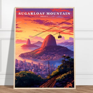 Sugarloaf Mountain Travel Print | Brazil Travel Print Collection | Rio de Janeiro, Mountain Print, Sunset Poster, City Art, Framed Wall Art