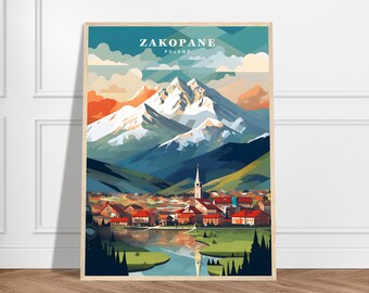 Impression de voyage à Zakopane | Collection d'impressions de voyage en Pologne | Tatras, impression montagne, impression ville, impression nature, art mural encadré