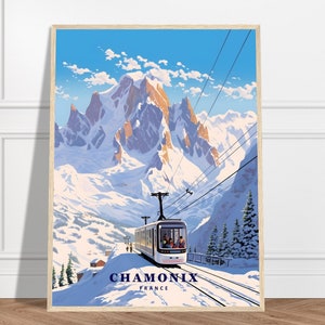 Chamonix Travel Print | France Travel Print Collection | Wall Art, Mountain Print, Skiing Print, Winter Art, Nature Prints, Mont Blanc Print