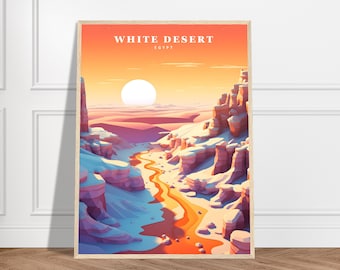 White Desert Travel Print | Egypt Travel Print Collection | Egyptian Art, Desert Print, Nature Print, Sunset Print, Desert Landscape Art