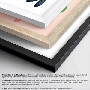 May include: Three wooden picture frames in different colors: white, natural wood, and black. The frames are 0.79 to 0.98 inches thick and 0.40 to 0.60 inches wide. The frames are made from pine wood and come with easy-to-hang mechanisms.