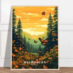 Michoacán Travel Print | Mexico Travel Print Collection | Monarch Butterfly Biosphere Reserve, Nature Print, Monarch Butterfly Art