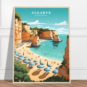 Algarve Travel Print | Portugal Travel Print Collection | Wall Art, Framed Travel Poster, Art Decor, Gift Art, Country Prints, Beach Prints