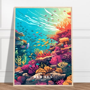 Red Sea Travel Print | Egypt Travel Print Collection | Underwater Art, Diver's Paradise Art, Coral Reef Art, Marine Life Art, Nature Print