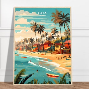 Goa Travel Print | India Travel Print Collection | Travel Poster, Gift Art, Carefree Vibes, Nature Prints, Coastal Print, Beach Art