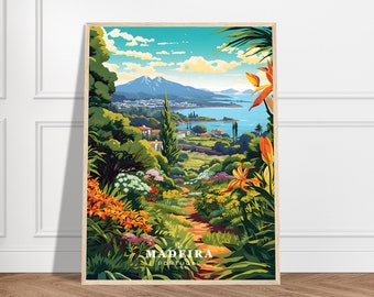 Madeira Travel Print | Portugal Travel Print Collection | Framed Travel Poster, Gift Art, Countryside Prints, Nature Prints, Coastal Print