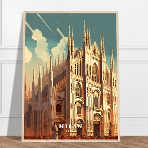 Milan Travel Print | Italy Travel Print Collection | Iconic Architecture Art, Milan City Print, Piazza del Duomo Art, Gothic Architecture