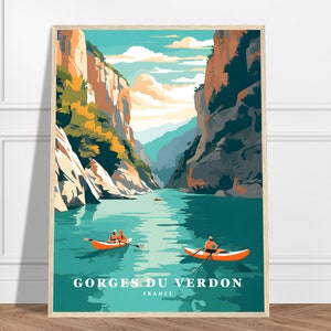Gorges du Verdon Travel Print | France Travel Print Collection | Gift Art, Countryside Prints, Nature Prints, River Canyon Print