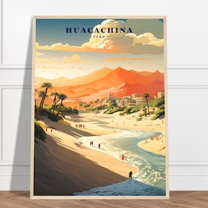 Huacachina Travel Print | Peru Travel Print Collection | Water Art, Desert Print, Nature Travel Print, Peruvian Oasis, Nature Poster