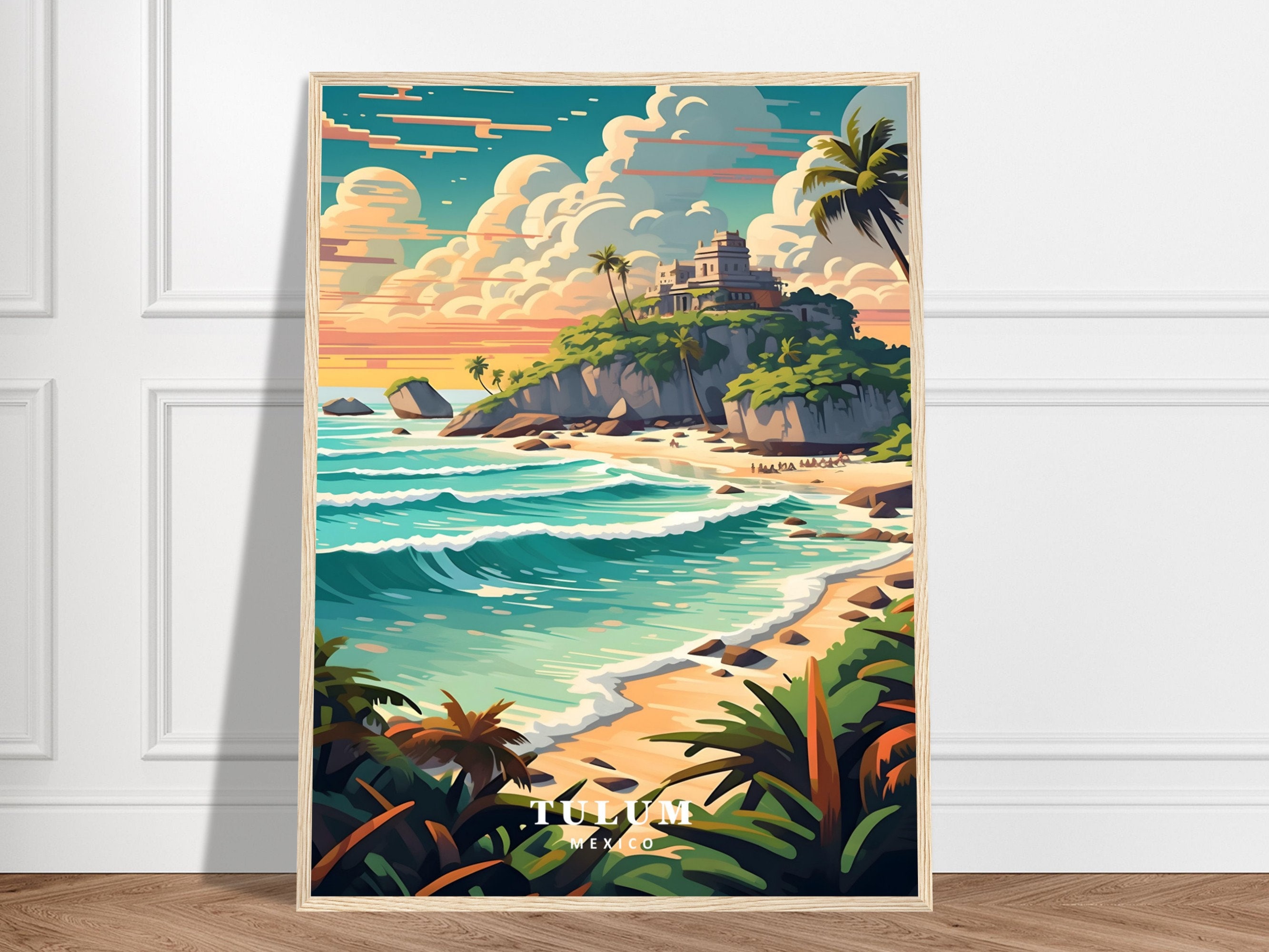 Tulum Travel Print | Mexico Travel Print Collection | Quintana Roo Art, Nature Print, Coastal Print, Mayan Architecture Art, History Art