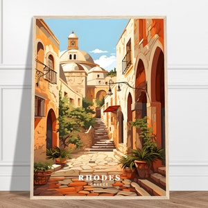 Rhodes Travel Print | Greece Travel Print Collection | Greek Islands Print, Dodecanese Islands, Mediterranean Sea, City Art, Framed Wall Art