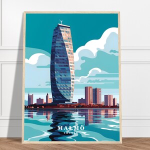 Impressão de viagens de Malmö | Coleção de impressões de viagens da Suécia | Arte de parede de viagem, impressão de cidade, decoração de arte para presente, impressão de torso giratório, impressão de arquitetura