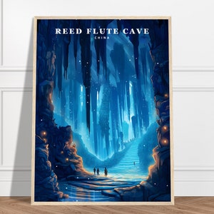 Reed Flute Cave Travel Print | China Travel Print Collection | Guilin Print, Chinese Art, Nature Print, Ancient Cave Art, Mystical China Art