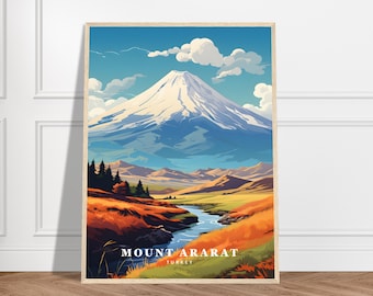 Impression de voyage au mont Ararat | Collection d'impressions de voyage en Turquie | Mont Ağrı, impression montagne, impression volcanique, affiche de la nature, art mural encadré