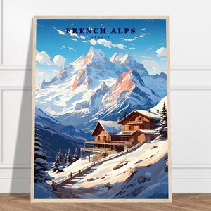 French Alps Travel Print | France Travel Print Collection | Winter Landscapes Art, Gift Art, Nature Print, Mountain Print, Skiing Wall Art