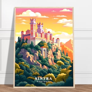 Sintra Travel Print | Portugal Travel Print Collection | Wall Art Decor, Framed Travel Poster, Gift Art, Country Prints, Pena Palace Art