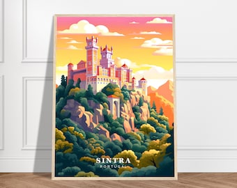 Sintra Travel Print | Portugal Travel Print Collection | Wall Art Decor, Framed Travel Poster, Gift Art, Country Prints, Pena Palace Art