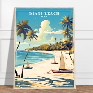Diani Beach Travel Print | Kenia Travel Print Collection | Mombasa Kunst, Strand Druck, Küsten Druck, Serene szenische Kunst, afrikanische Kunst