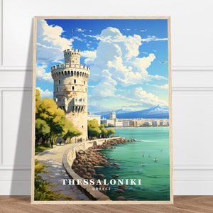 Thessaloniki Travel Print | Greece Travel Print Collection | Saloniki, City Print, Beach Front Print, Water Print, Framed Wall Art