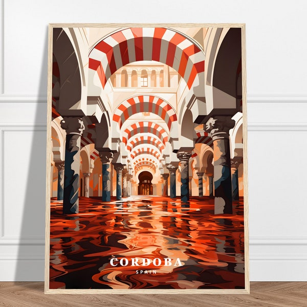 Cordoba Travel Print | Spain Travel Print Collection | Mezquita Cathedral, Andalusia Print, Mosaic Art, Islamic Architecture, Framed Poster
