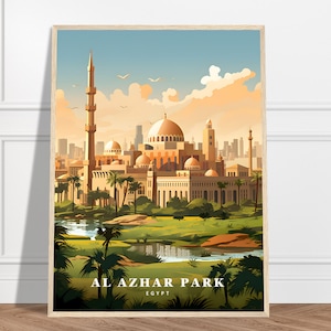 Al Azhar Park Travel Print | Egypt Travel Print Collection | Egyptian Art, Cairo Print, Park Print, City Print, Natural Park Art