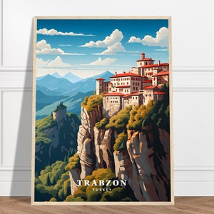 Trabzon Travel Print | Turkey Travel Print Collection | Sumela Monastery Print, Mountain Print, Cliff Art, Nature Print, Framed Wall Art