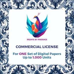Licence commerciale pour UN ensemble de documents numériques | Aucun crédit requis | Jusqu'à 1 000 unités | Dessins à usage commercial | Estampes de Phoenix