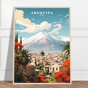Stampa di viaggio di Arequipa / Collezione di stampe di viaggio in Perù / Arte murale, stampa peruviana, stampa di montagna, arte cittadina, stampa di viaggio colorata