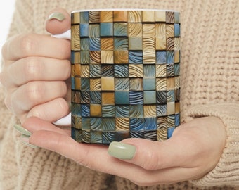 Wood Grain Coffee Mug, Wood Grain Coffee Mug, Wood Tile Coffee Mug, Tile Pattern Coffee Mug, Coffee Mug, Coffee Lovers, Tea Mug, Tea Lovers