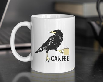 Cawfee Crow Coffee Mug, Cawfee mug, Funny Bird Mug, Funny Bird Lover Art Gift, Coffee Mug Gift for Men, Coffee Mug Gift for Women, Funny Mug
