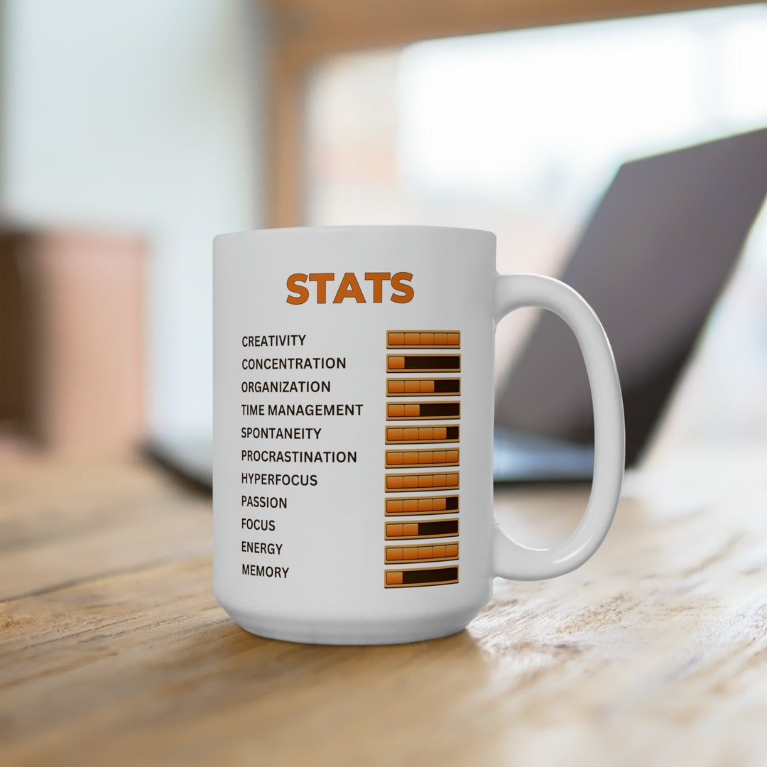 ADHD Stats, ADHD Mug, Neurodiversity, ADHD Adult, Ceramic Mug