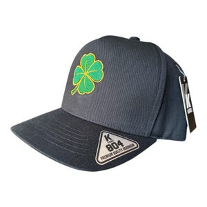 Lucky Four Leaf Clover Trucker Hat, Black Snapback