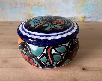 Vintage Talavera Ceramic Trinket Box with Lid