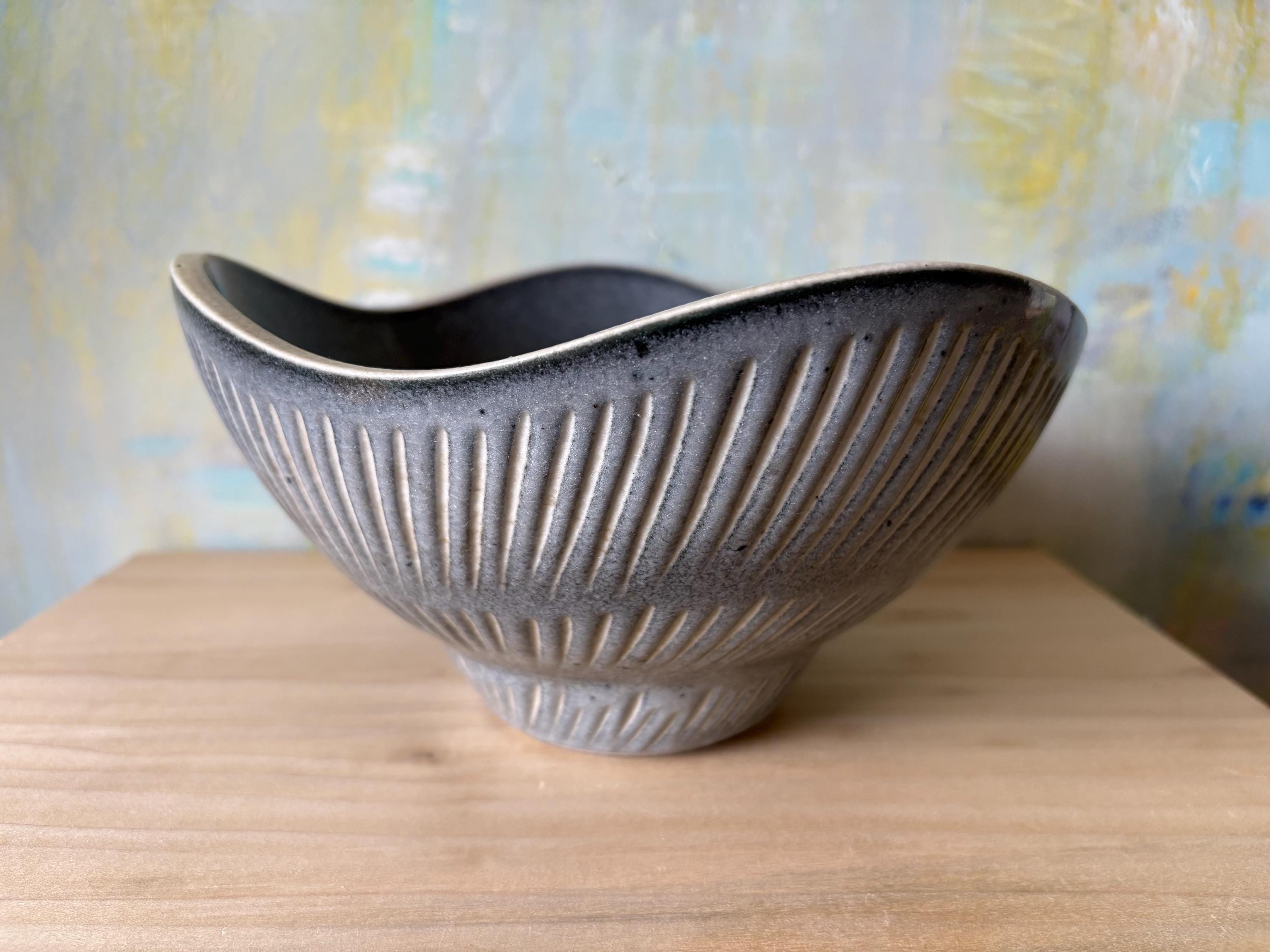 Blue Stoneware Bowl - Etsy