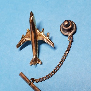 Vintage Gold-Tone Airplane Tie Tack / Tie Pin / Lapel Pin (Lot B247) 