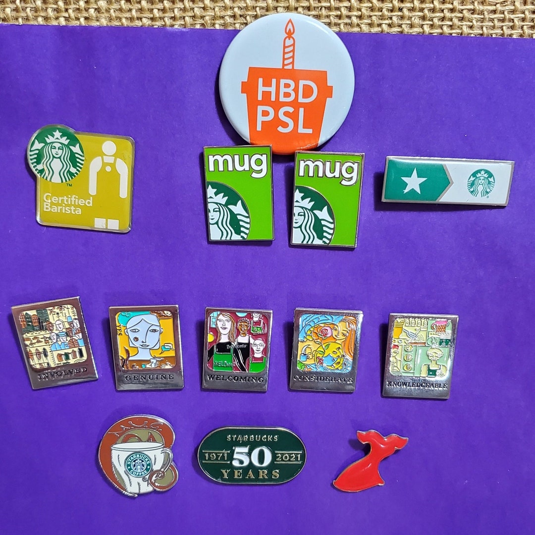 Vintage Starbucks Lapel Pins 13 in Total RARE Pieces Etsy