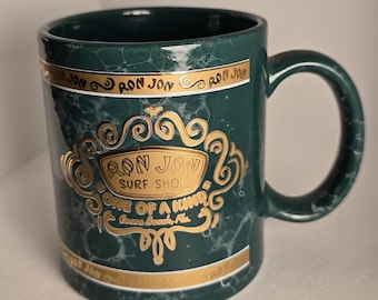 Vintage Ron Jon Surf Shop Fancy Green Mug - Marble and Gold Pattern - Rare