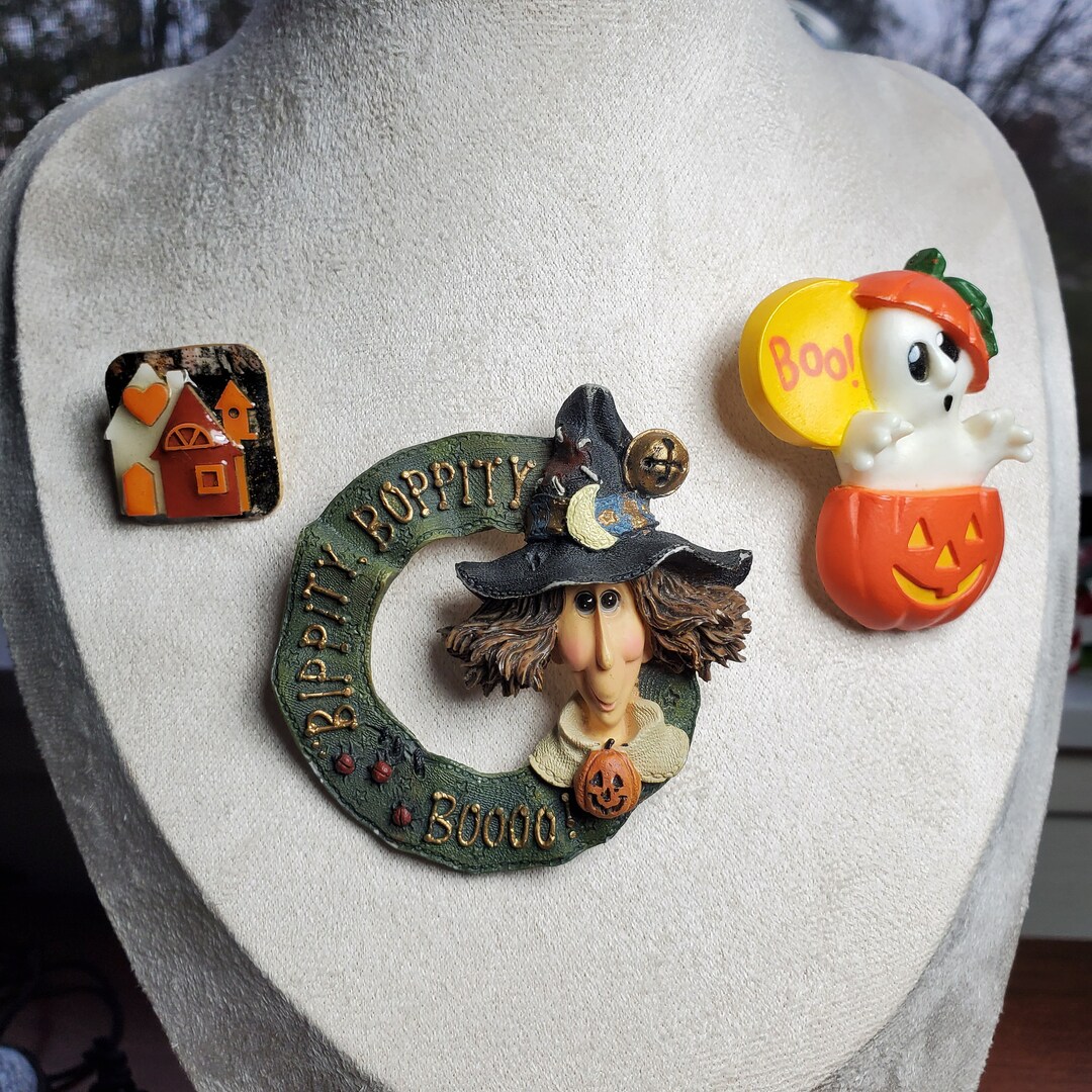 Vintage Halloween Brooches/pin set of 3 Hallmark and Etsy