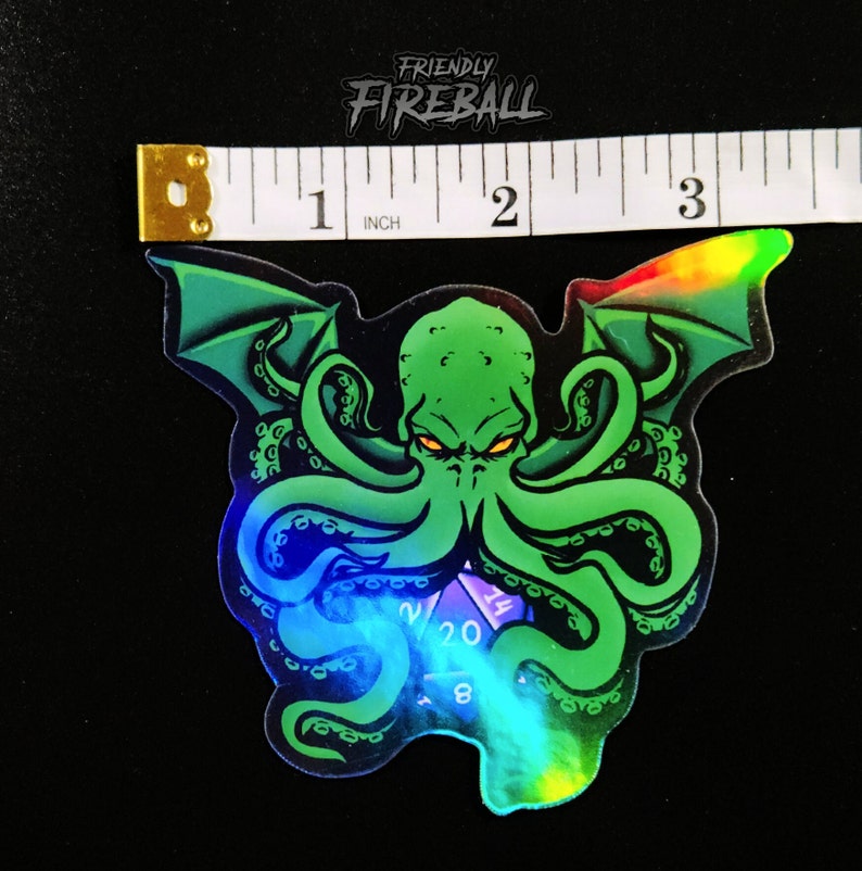 Mythical Cthulhu D20 Sticker, Waterproof Vinyl Decal for Gamers, Lovecraft Horror Fan Gift