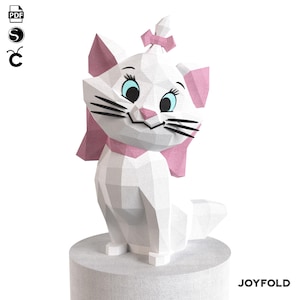 Poupée Chat JoyFold Papercraft 005/Modèle PDF DXF SVG/Low Poly/Papercraft/Art 3D/Origami/Fête/Décoration d'intérieur