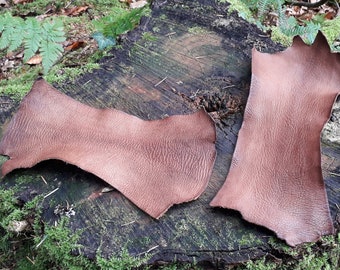 Individual Pieces of Bark Tanned Wild Red Deer Shin Leather. (Sizes Range)