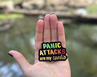Panic attacks are my cardio, panic attacks, mental health humor, im done, glossy vinyl, water,weather resistant, dark humor, bottle decor