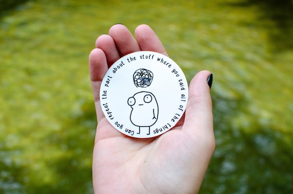 ADHD Humor Sticker: Confused Cartoon, Glossy Vinyl, Water Resistant