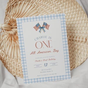 4th ofJuly First Birthday Invitation Template, All American Birthday Invitation, Patriotic Birthday Invite, One All American Boy, Canva