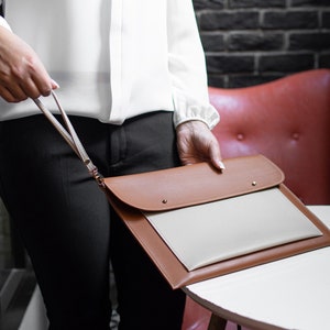 Women's Laptop Bag, PU Leather Laptop Carrying Bag, Ideal for MacBooks up to 15 inch, Brown & Black, Laptop Sleeve, Slim Sleeve