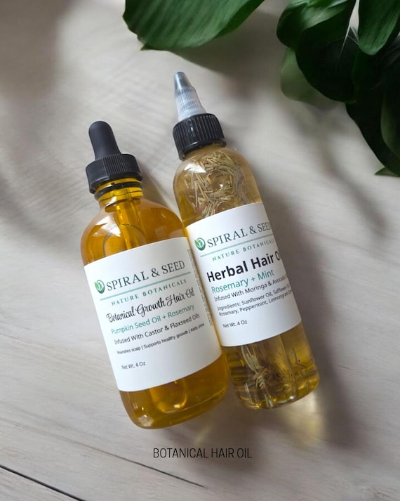 Botanical Hair Oil Duo Bundle Pumpkin Seed + Rosemary Hair Growth Oil & Herbal Rosemary Mint Hair Oil