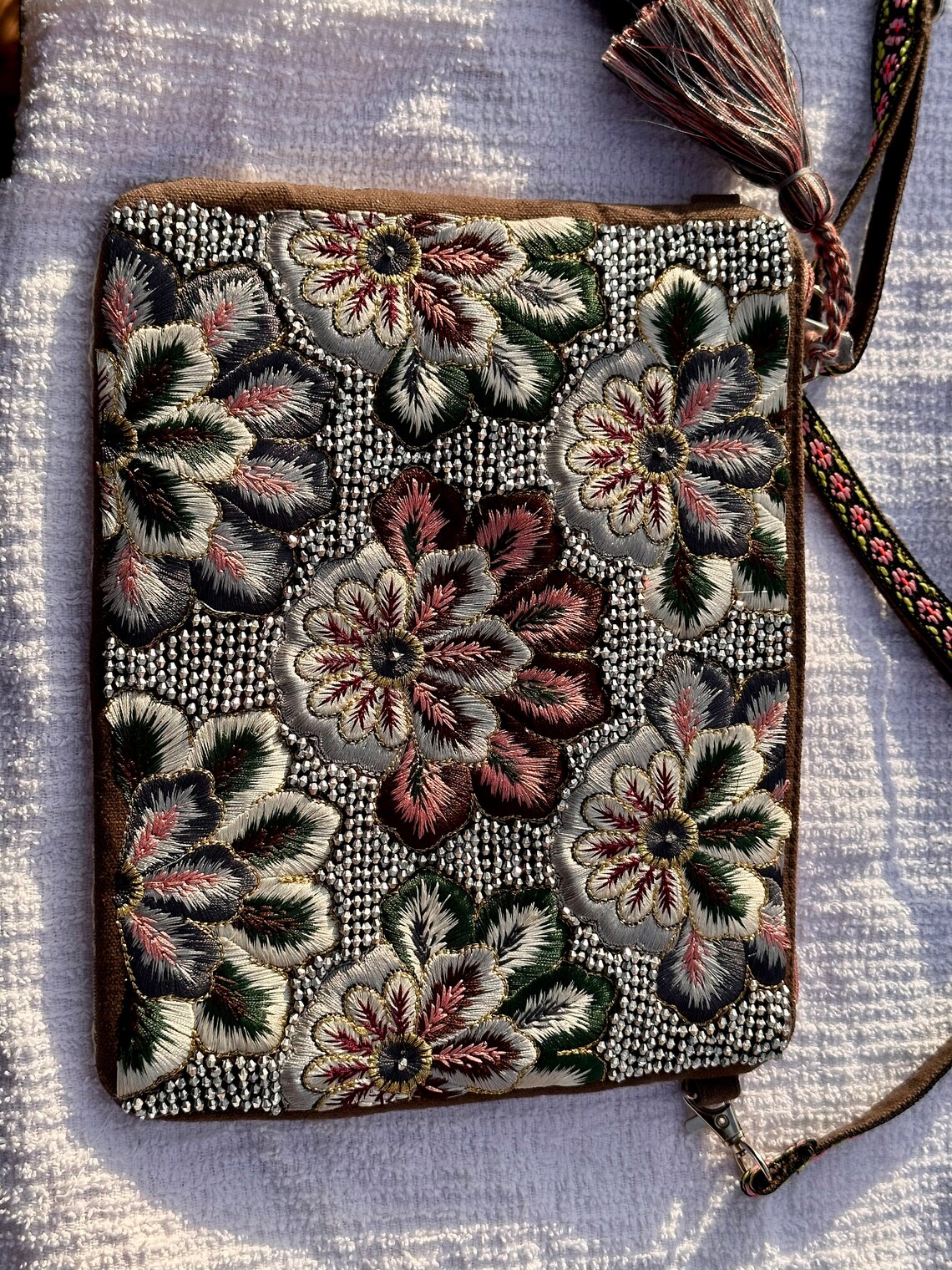 Floret black hand painted sling bag main image 1