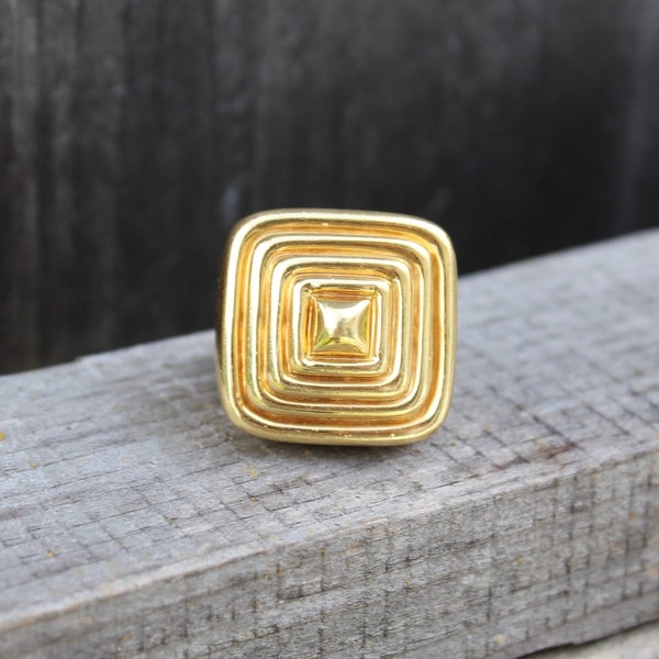 18K Vintage Geometric Heavy Statement Ring