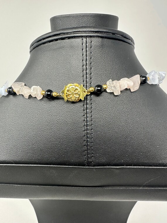 Vtg Lee Sands Inlay Pink Flower Necklace Mother O… - image 4